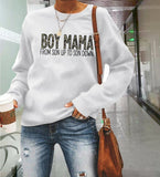 Boy Mama Hoodie Letter Print Casual Fashion Long Sleeve Sweatshirt
