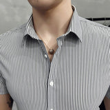 Men's Shirt Summer Men's Pinstripe Short-Sleeved Shirt