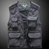 Men Utility Vest Work Zipper Tactical Work Vest Slim Pocket Jacket Vest Man Spring and Autumn Multi-Pocket Loose Vest Casual
