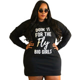 Women Plus Size Mini Dresses Sweater Letter Print Fashion Casual Dress