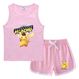 Children Pokemon Pikachu Tshirts & Shorts Leisure Sports Suction Suit Neutral