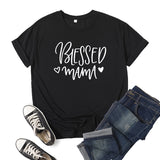 Boy Mama T Shirt Blessed Mama Printed Short Sleeve round Neck T-shirt