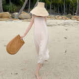 Fairy Dress Summer Strap Fairy Dress French Style V-neck Backless Beach Dress