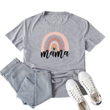 Boy Mama T Shirts Rainbow Mama Pattern Printed Short Sleeve T-shirt