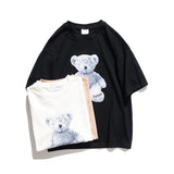 Men's T-shirt Summer Cartoon Bear Printed Half Sleeve round Neck Loose Short Sleeves T-shirt Men and Women