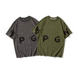 Men T Shirt Summer Casual Tops Men's Clothes Summer Wear Vintage Men's Shorts Casual Loose Letter Printed T-shirt