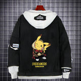Men and Women Pokemon Pikachu Coat Pet Elf Pikachu Anime Denim Hoodie