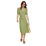Women Exotic Dresses Sexy Floral V-neck French Retro Dress