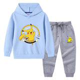 Children Pokemon Pikachu Hoodie & Pant Set Hooded Sweater Trousers Two-Piece Baby Cotton Sweater Set