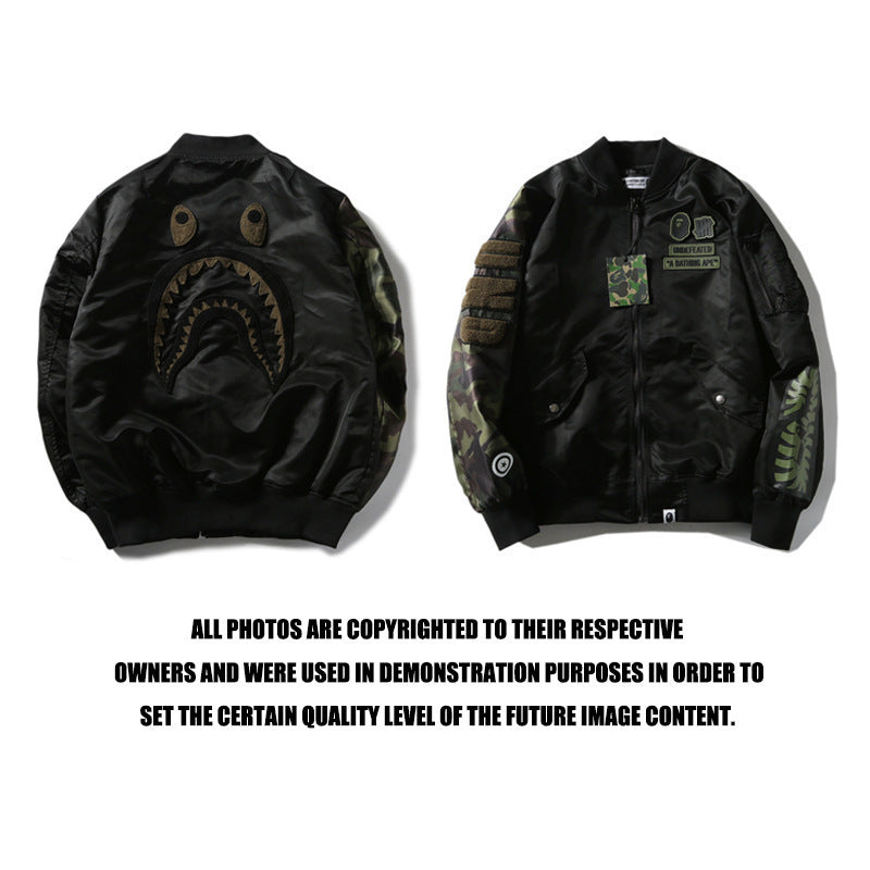 BAPE Varsity Jacket Male Shark Flight Suit Coat