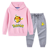 Children Pokemon Pikachu Hoodie & Pant Set Hooded Sweater Trousers Two-Piece Baby Cotton Sweater Set