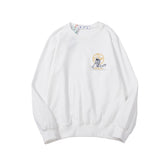 Off White Sweatshirts Long Sleeve round Neck Sweater Autumn and Winter Astronaut Vacuum Cleaner Pattern Terry Sweater for Men and Women