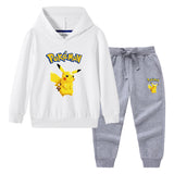Children Pokemon Pikachu Hoodie & Pant Set Sweater Trousers Two-Piece Baby Cotton Suit
