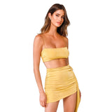 Women Top & Skirt 2 Piece Set Spring/Summer Camisole Slim Fit Sheath Skirt Suit