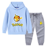 Children Pokemon Pikachu Hoodie & Pant Set Hooded Sweater Trousers Two-Piece Baby Cotton Sweater Set