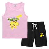 Children Pokemon Pikachu Tshirts & Shorts Vest Middle Pants Sports Casual Thin Two Pieces