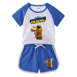 Children Pokemon Pikachu Tshirts & Shorts Short-Sleeved T-shirt Shorts Casual Sports Two-Piece Neutral