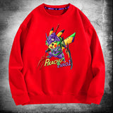 Men and Women Pokemon Pikachu Hoodie Neon Genesis Evangelion EVA Crew Neck Sweater