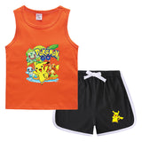 Children Pokemon Pikachu Tshirts & Shorts Casual Sports Undershirt Suit Neutral