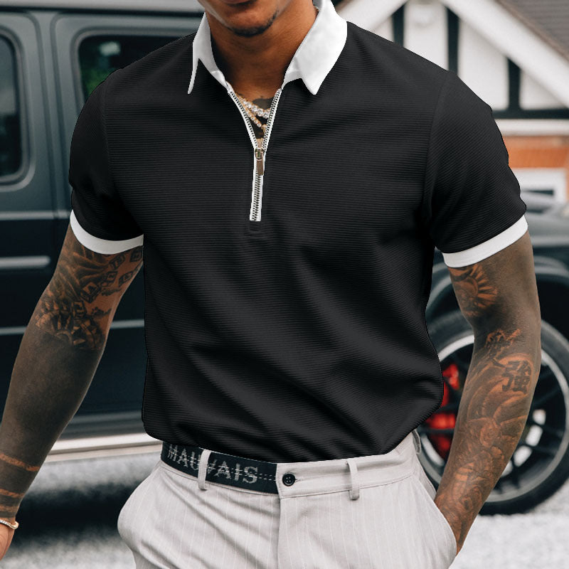 Polo Shirts Zipper Men's Polo Shirt T-shirt