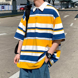 Men's T-Shirt Summer Striped Large Size Short Sleeve T-shirt