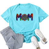 Boy Mama T Shirts Mom Leopard Print Mama Letter Print T-shirt