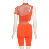 Summer Women's Clothing Sexy Mesh Stitching Tight Jumpsuit Sleeveless Vest Suit for Women