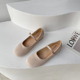 Nude Block Heel Sandals Mary Jane Shoes Women's Vintage High Heels