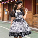 Gothic Lolita Harajuku Style Clothing Lolita Dress Black and White Alice JSK Black and White Color Matching Irregular Dress Female