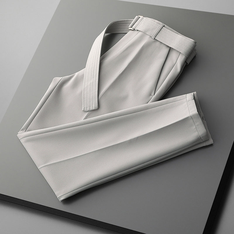 Men Suit Pants Cropped Pants Draping Slim Fit Casual