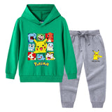 Children Pokemon Pikachu Hoodie & Pant Set Sweater Suit Cotton Trendy