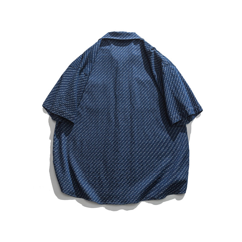 2022 Summer Man Outfits Denim Short Sleeve Shirt