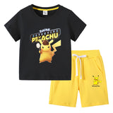 Children Pokemon Pikachu Tshirts & Shorts Cotton Short Sleeve Shorts Two Pieces Neutral