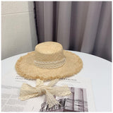 Kentucky Derby Hats Chain Strap Straw Hat Female Summer Frayed Raffia Hat