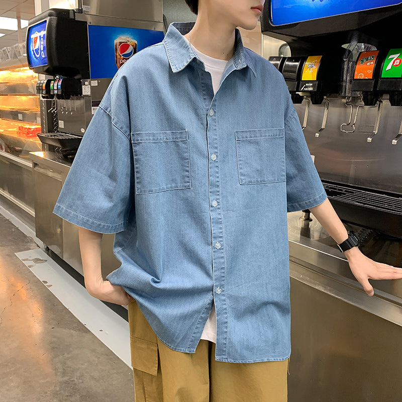 Denim Shirts Summer Denim Shirt Men's Loose Casual Mouth Shirt Coat
