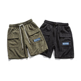 Men Shorts Men's Clothes Summer Wear Vintage Men's Shorts Casual Loose Corduroy Two Bags Cargo Pants Fashion