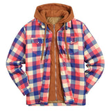 John Dutton Jacket Autumn and Winter Plaid Jacket Long-Sleeved Hooded Fake Two Pieces Cotton Padded Coat Men