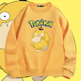 Men And Women Pokemon Pikachu Hoodie Pokémon Psyduck Crew Neck Pullover Sweatshirt