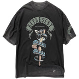 Present T Shirt Vintage Distressed Python Printed Loose Hole Knife Cut T-shirt