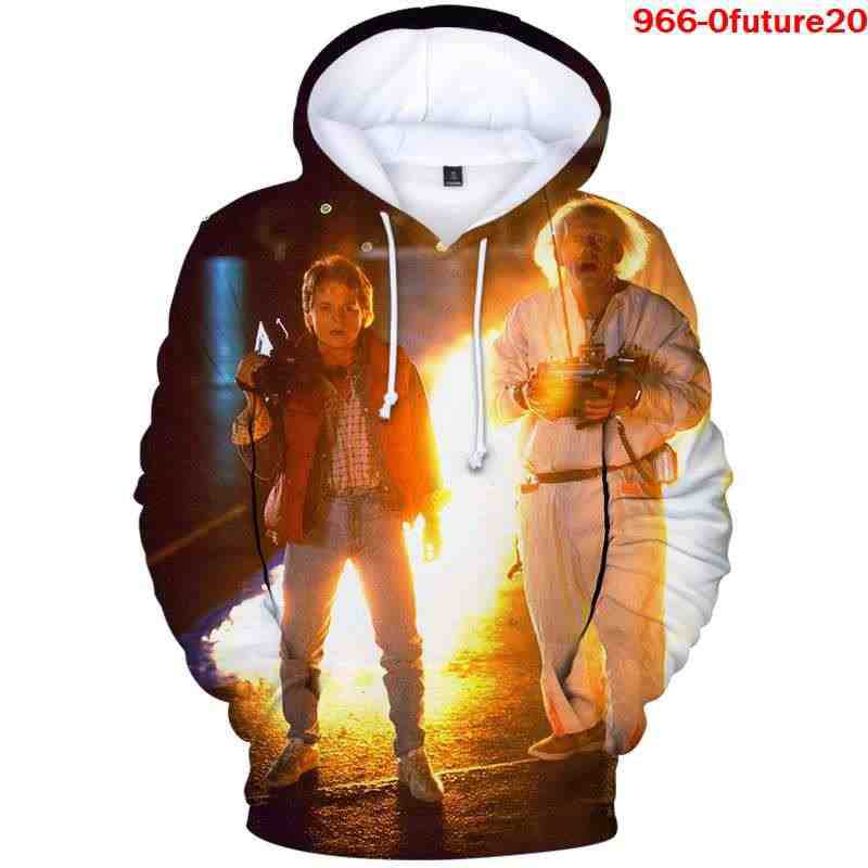 Back to the Future Costume Printed Sweater Spring and Autumn plus Velvet Full Color Hoodie Casual Top