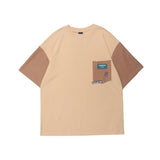 Men T Shirt Summer Casual Tops Contrast Stitching Short Sleeves T-shirt Men's round Neck Half Sleeve Harajuku Style Trend Multicolor Half Sleeve