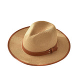 Straw Hat Belt Buckle Jazz Top Hat Summer Seaside Vacation Beach Sun Protection Hat