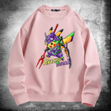 Men and Women Pokemon Pikachu Hoodie Neon Genesis Evangelion EVA Crew Neck Sweater