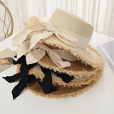 Straw Hat Bow Straw Hat Summer Outdoor Sun Protection Seaside Beach Hat