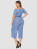 Women Plus Size Pants Summer Off-Shoulder Lace-up Jumpsuit