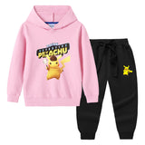 Children Pokemon Pikachu Hoodie & Pant Set Hooded Sweater Trousers Two-Piece Baby Cotton Sweater Suit