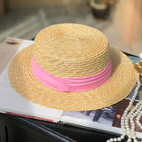 Straw Hat Flat Straw Hat Female Summer Sun-Proof Flat Brim Straw Beach Hat