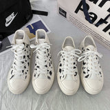 Cow Print Hey Dude Shoes Fall Black and White Spots Leopard Print Canvas Shoes Women Flat Heel Low-Top Breathable White Shoes