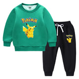 Children Pokemon Pikachu Hoodie & Pant Set Fleece Lined Padded Warm Keeping Winter Clothes Sweatershirt Suit