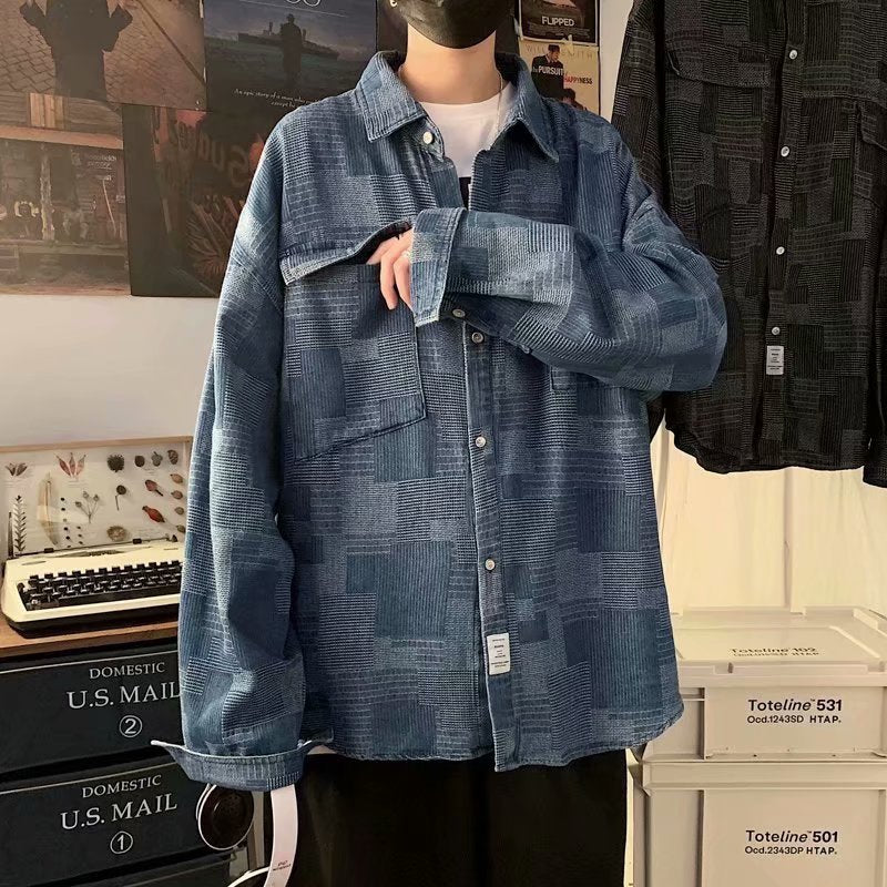 Denim Shirts Spring/Autumn Denim Shirt Men's Long Sleeve Casual Loose Jacket